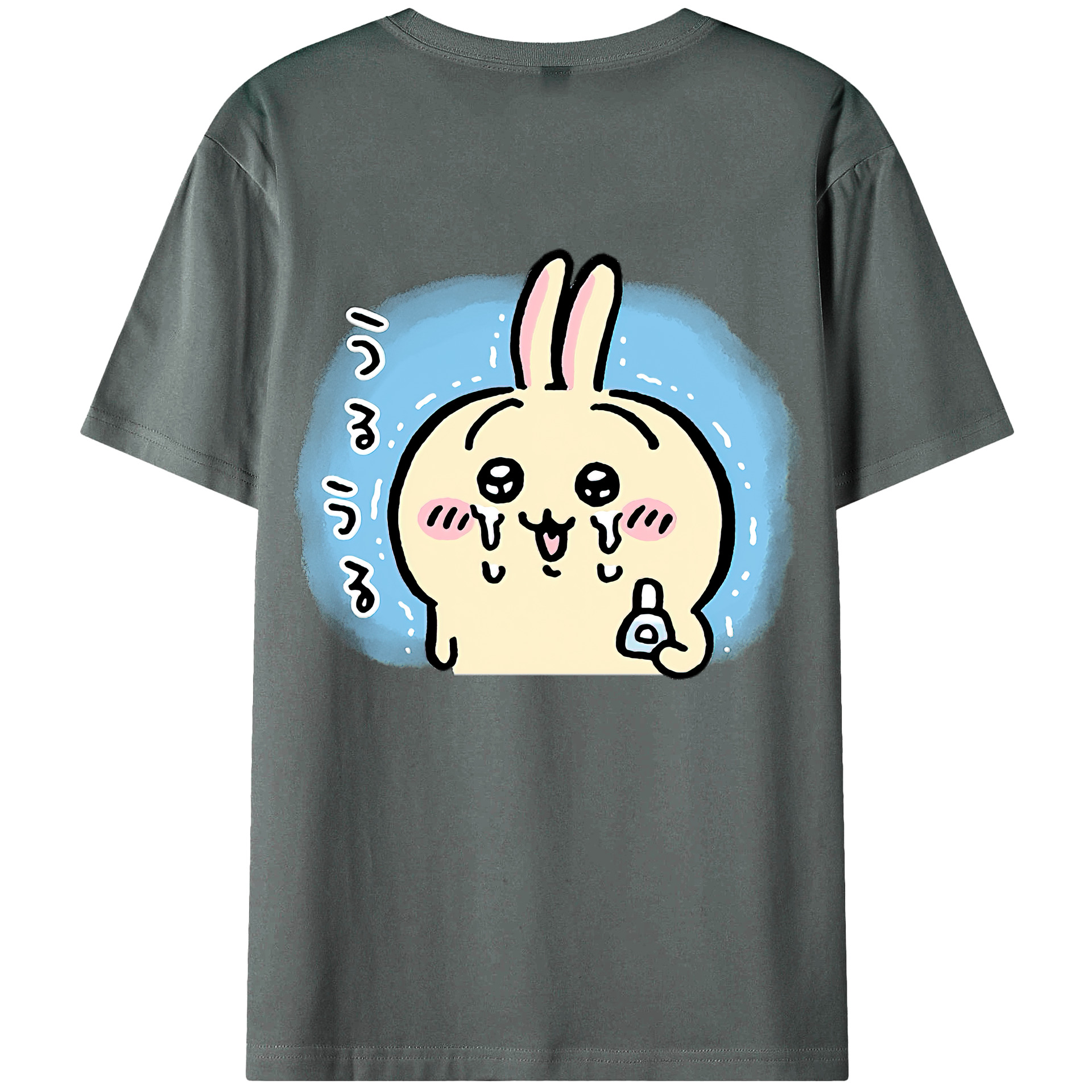（画像用） ちいかわ うさぎ Chii-kawa usagi 綿100％ メンズ半袖Tシャツ（バックプリント） 通気性